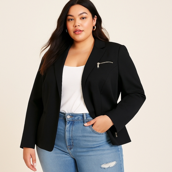 6th & Lane Plus Size 28 Black Blazer Jacket NWT - Picture 1 of 7